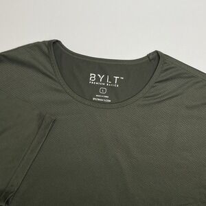 BYLT‎ T-Shirt Mens Large Signature Drop-Cut Curved Hem Premium Basics Tee Green